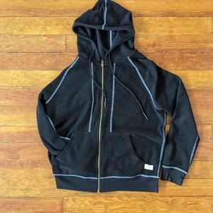 Ryder Zip Hoodie (Black with Blue Stitch)
